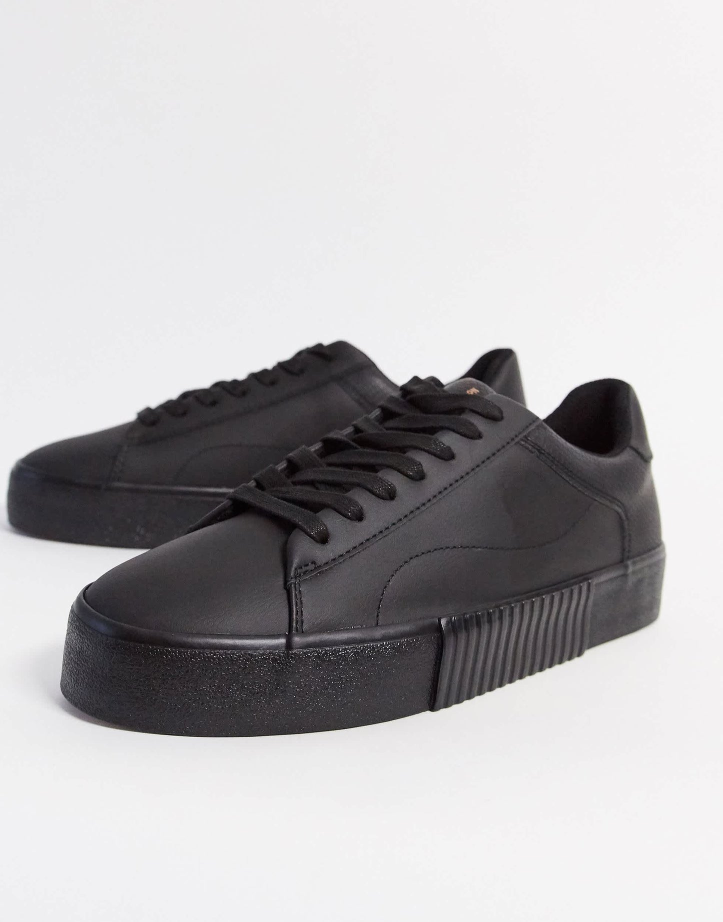 Bershka black trainer contrast embossed animal print