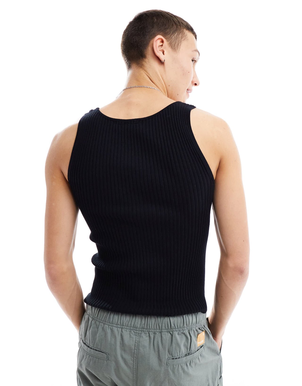 COLLUSION ribbed knitted vest in black