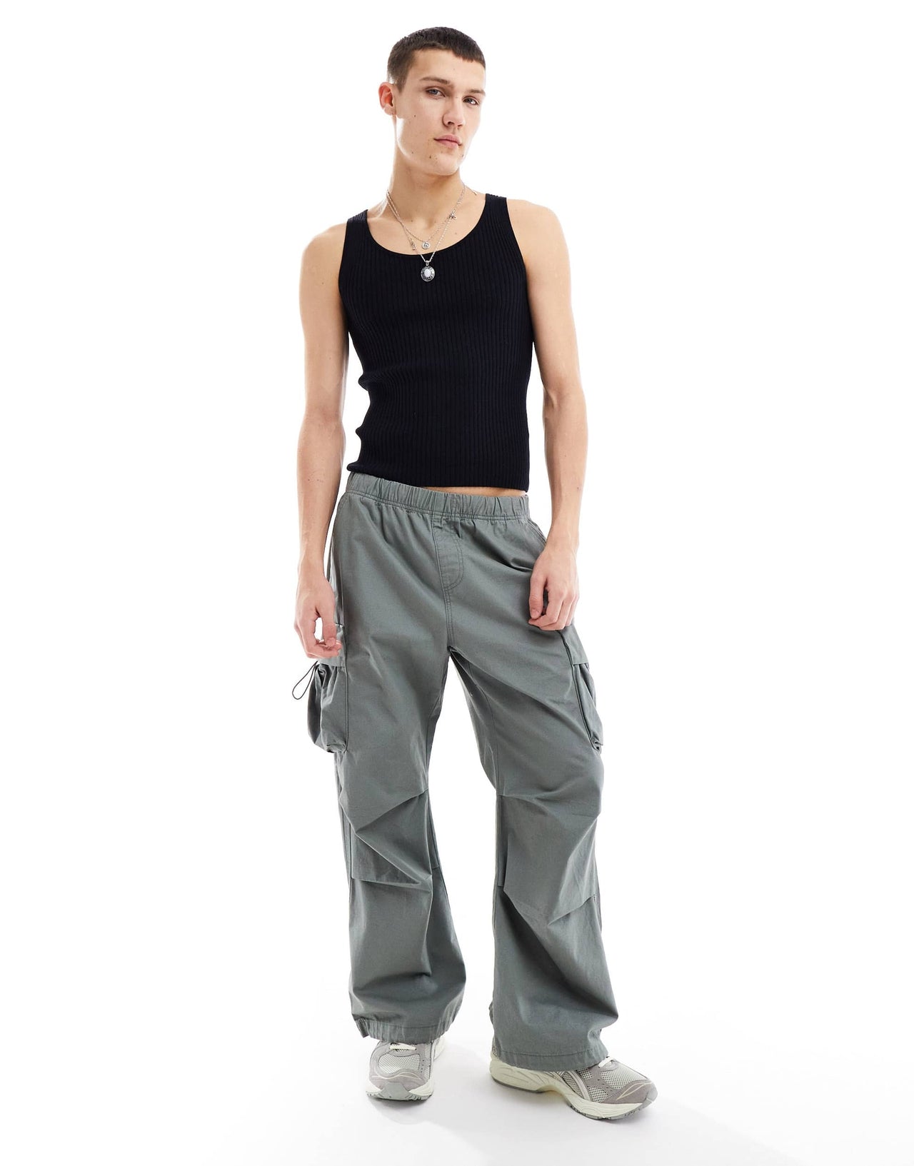 COLLUSION ribbed knitted vest in black