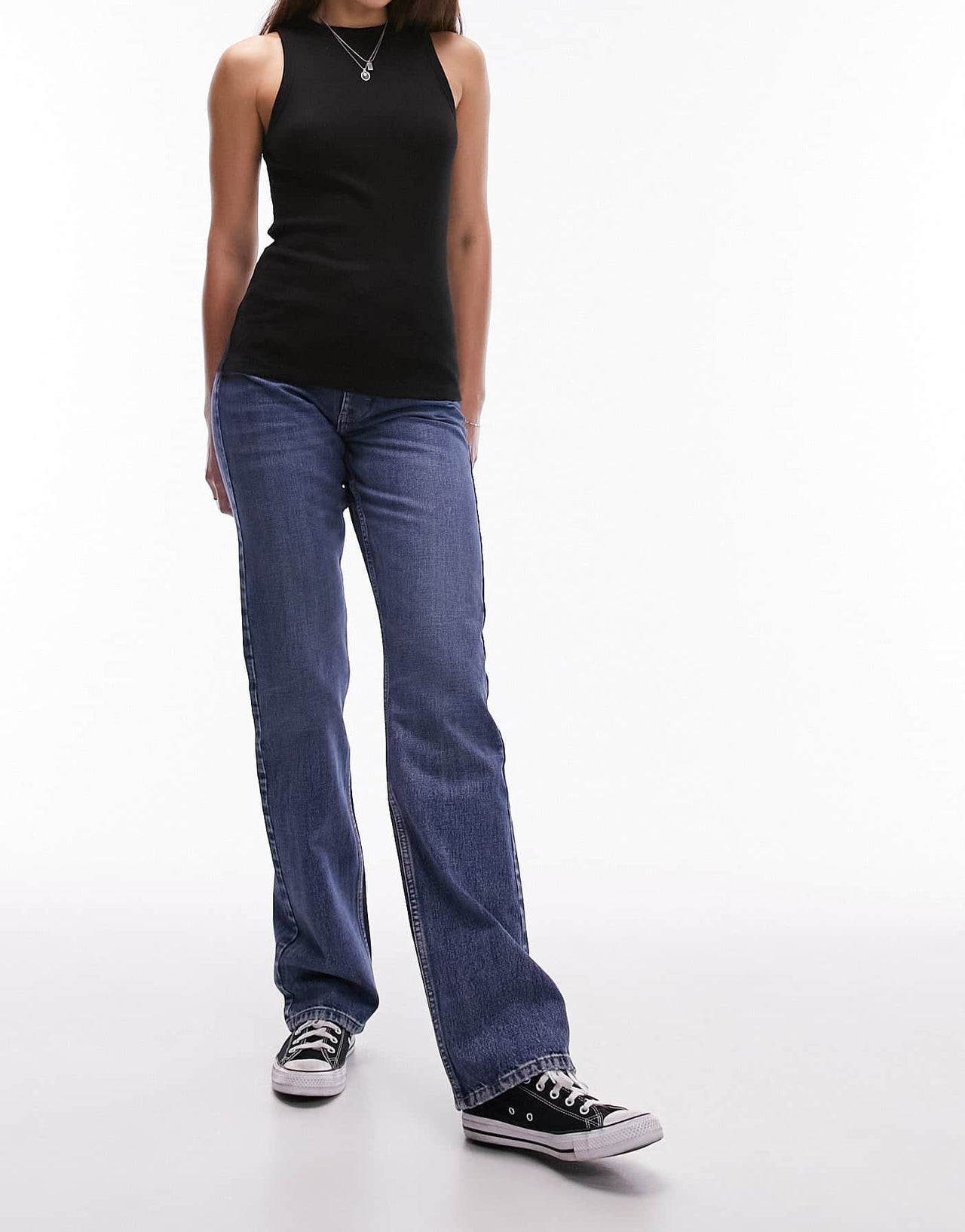 Topshop tall rib slim vest in black