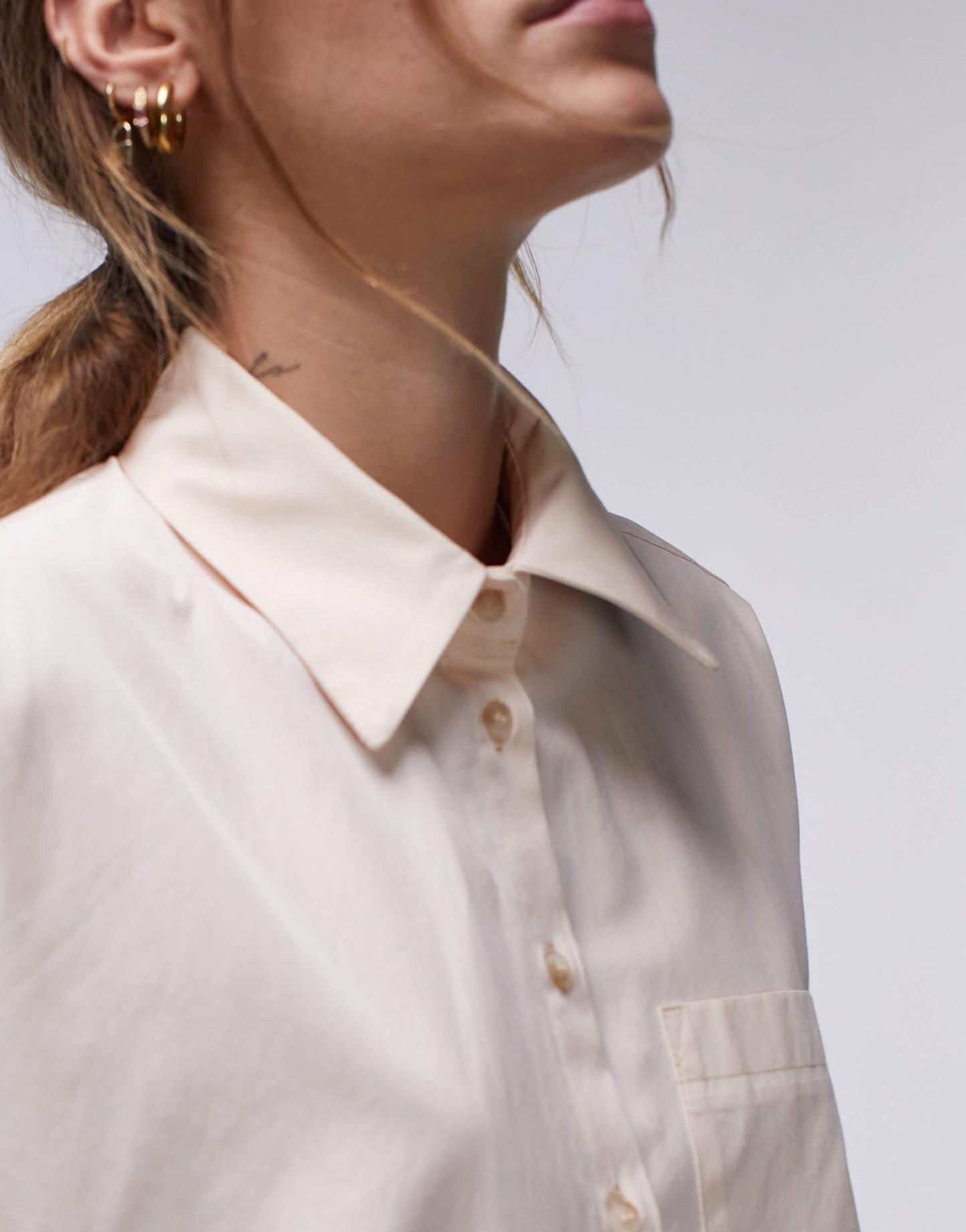 Topshop oversized poplin shirt in apricot