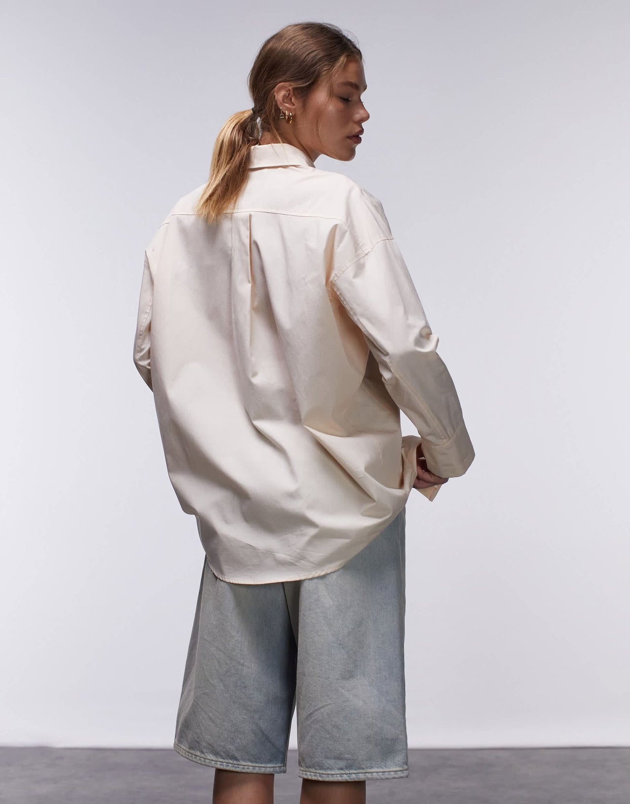 Topshop oversized poplin shirt in apricot