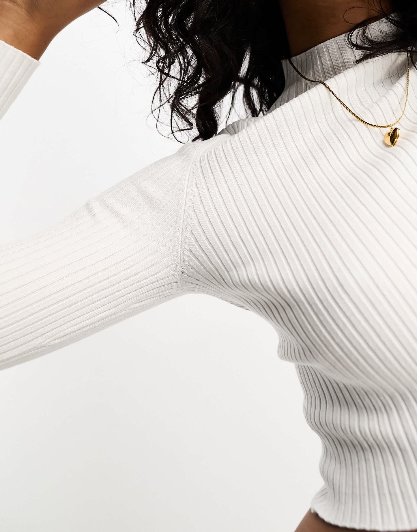 Bershka high neck cropped jumper in white