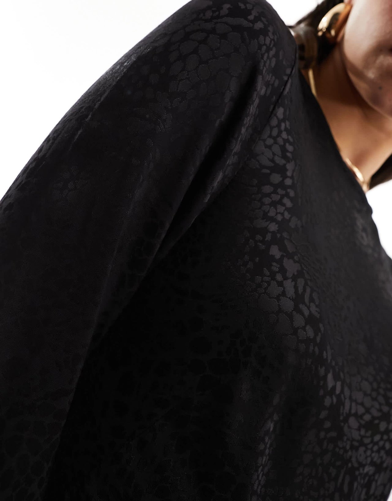 Nobody's Child satin jacquard maxi dress with thigh split in black