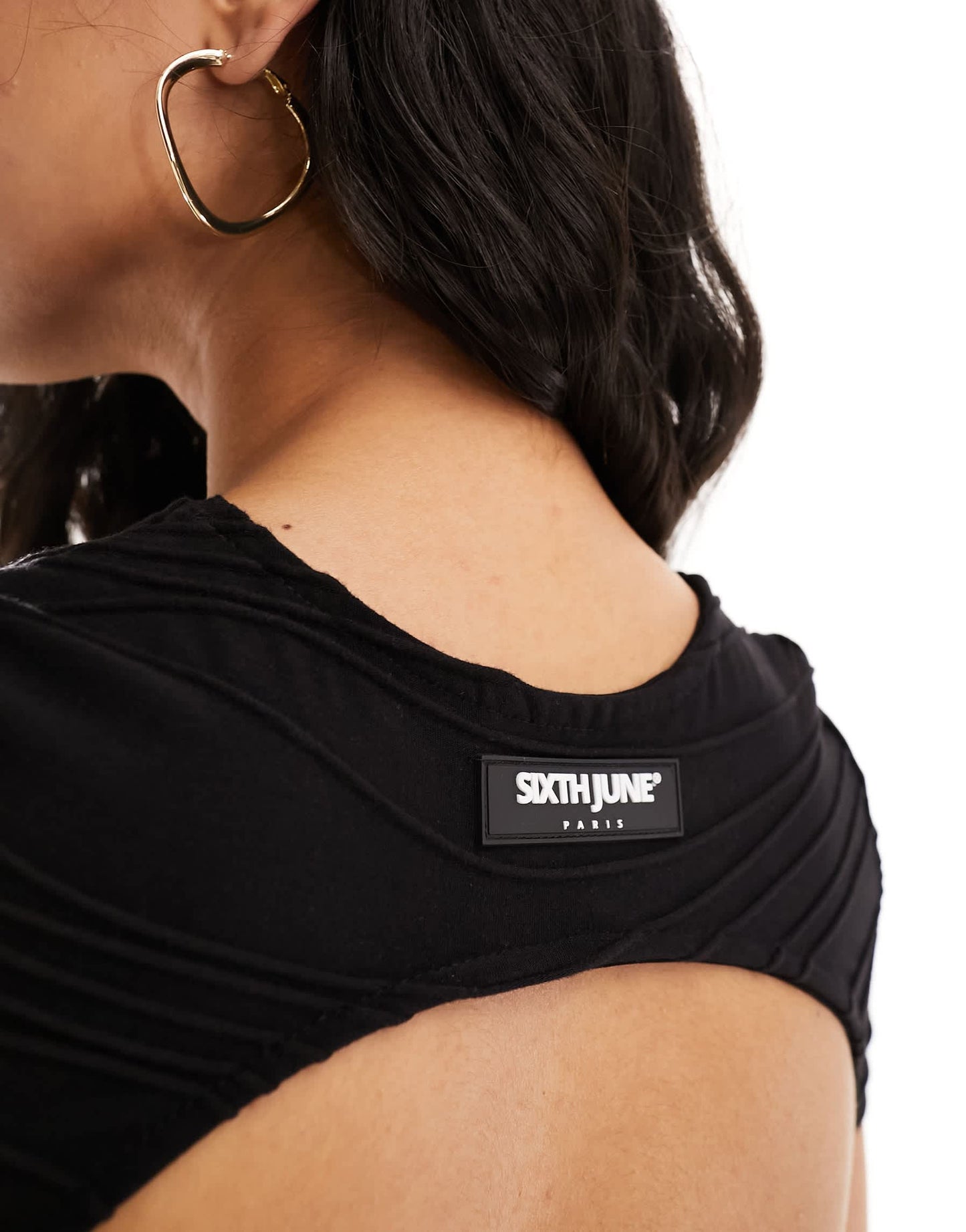 Sixth June textured crop top in black