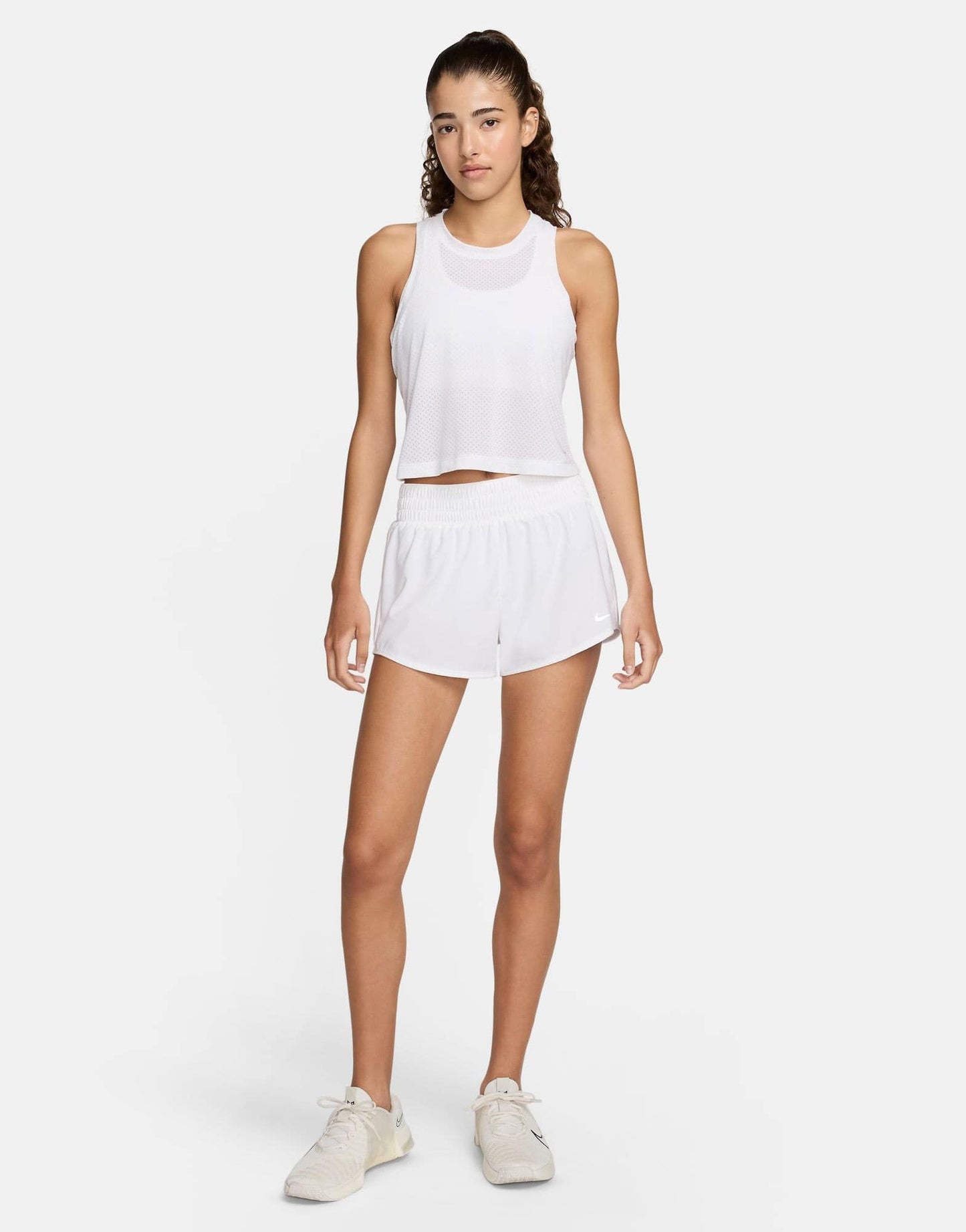 Nike One Training Dri-Fit breath mesh tank top in white