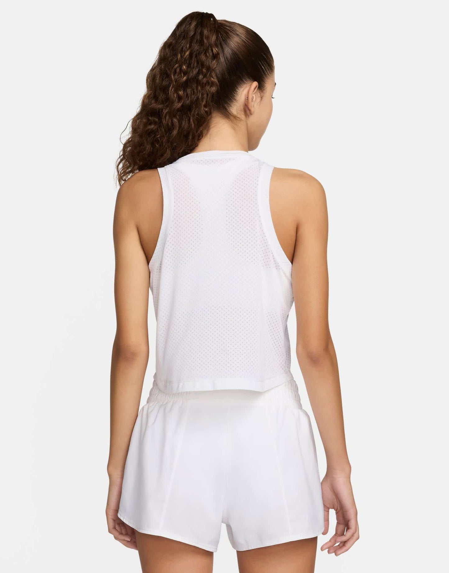 Nike One Training Dri-Fit breath mesh tank top in white