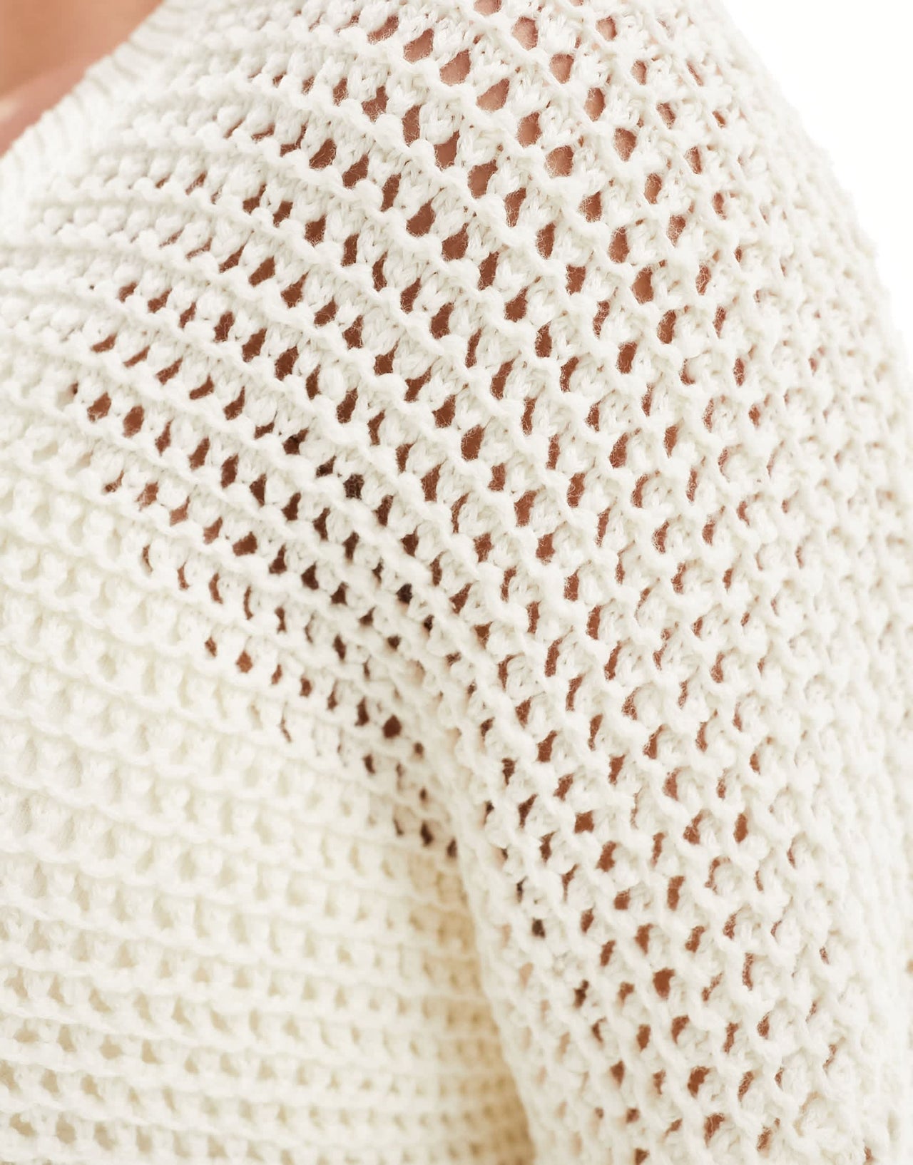 4th & Reckless v neck lightweight open knit jumper in cream