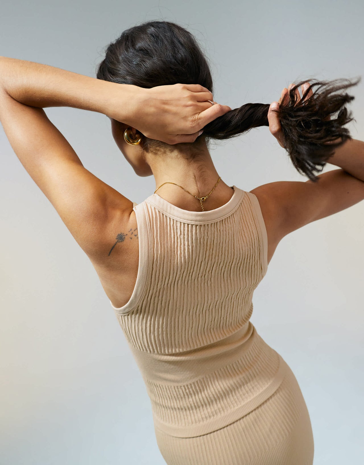 ASOS DESIGN seamless sculpting mixed rib vest top co-ord in pebble