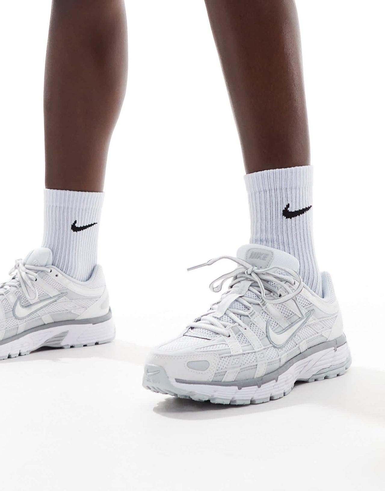 Nike P-6000 trainers in white and silver
