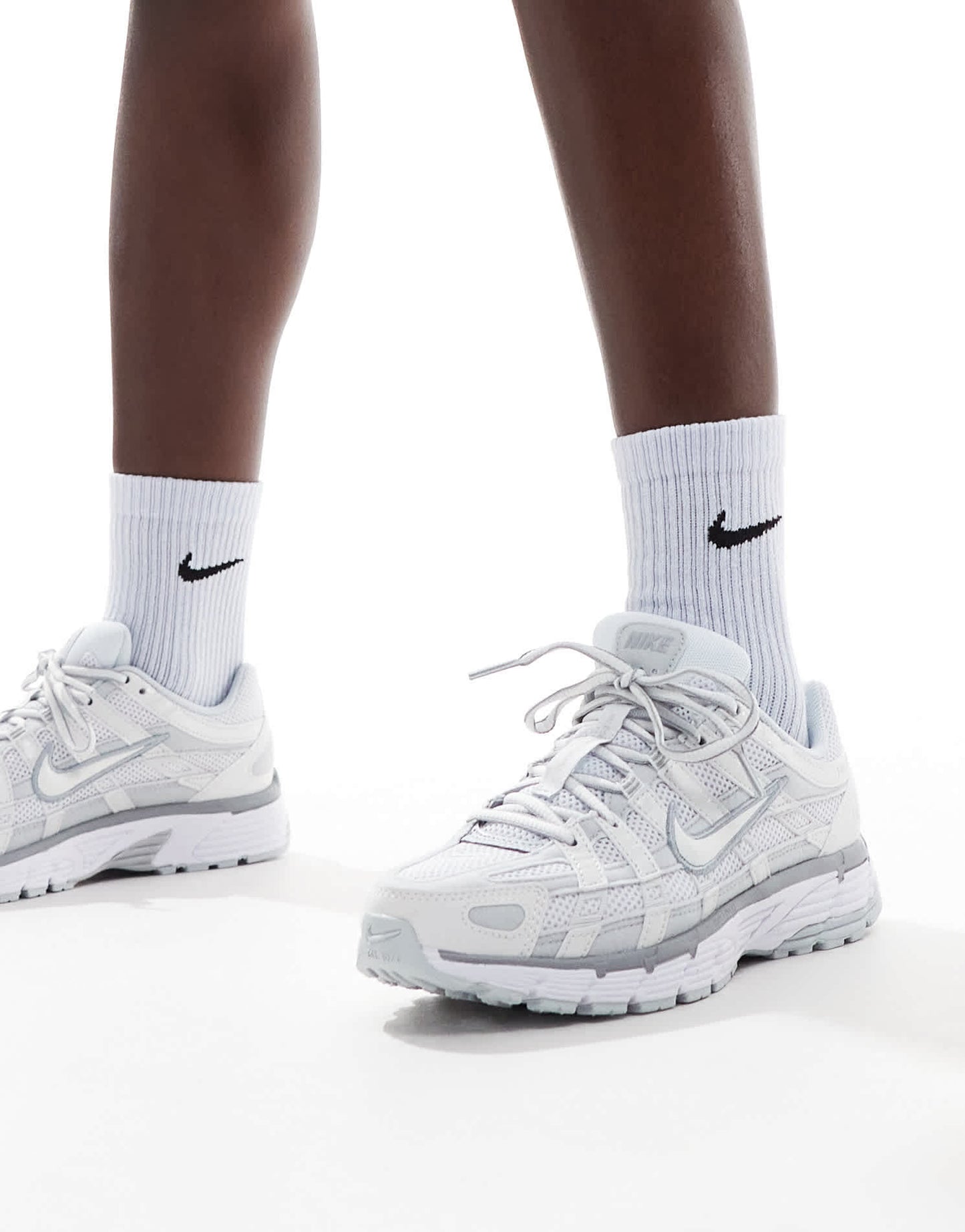 Nike P-6000 trainers in white and silver
