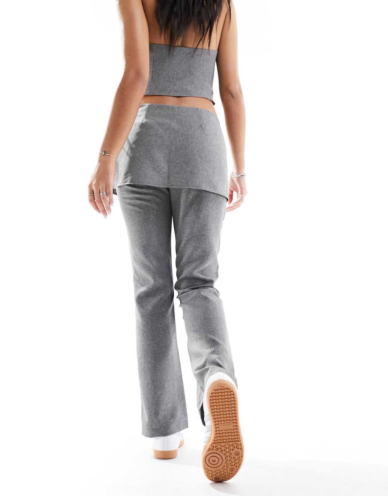 Miss Selfridge trouser with side tie up skirt in grey