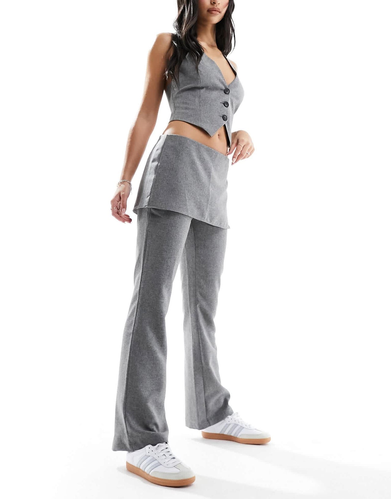 Miss Selfridge trouser with side tie up skirt in grey