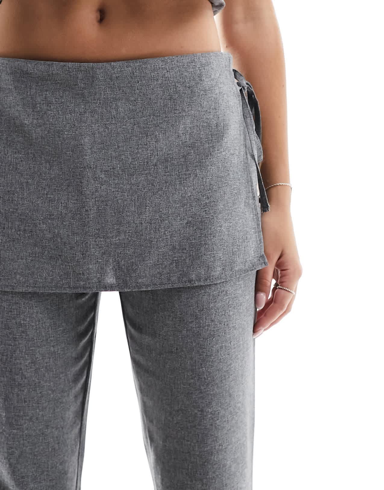 Miss Selfridge trouser with side tie up skirt in grey