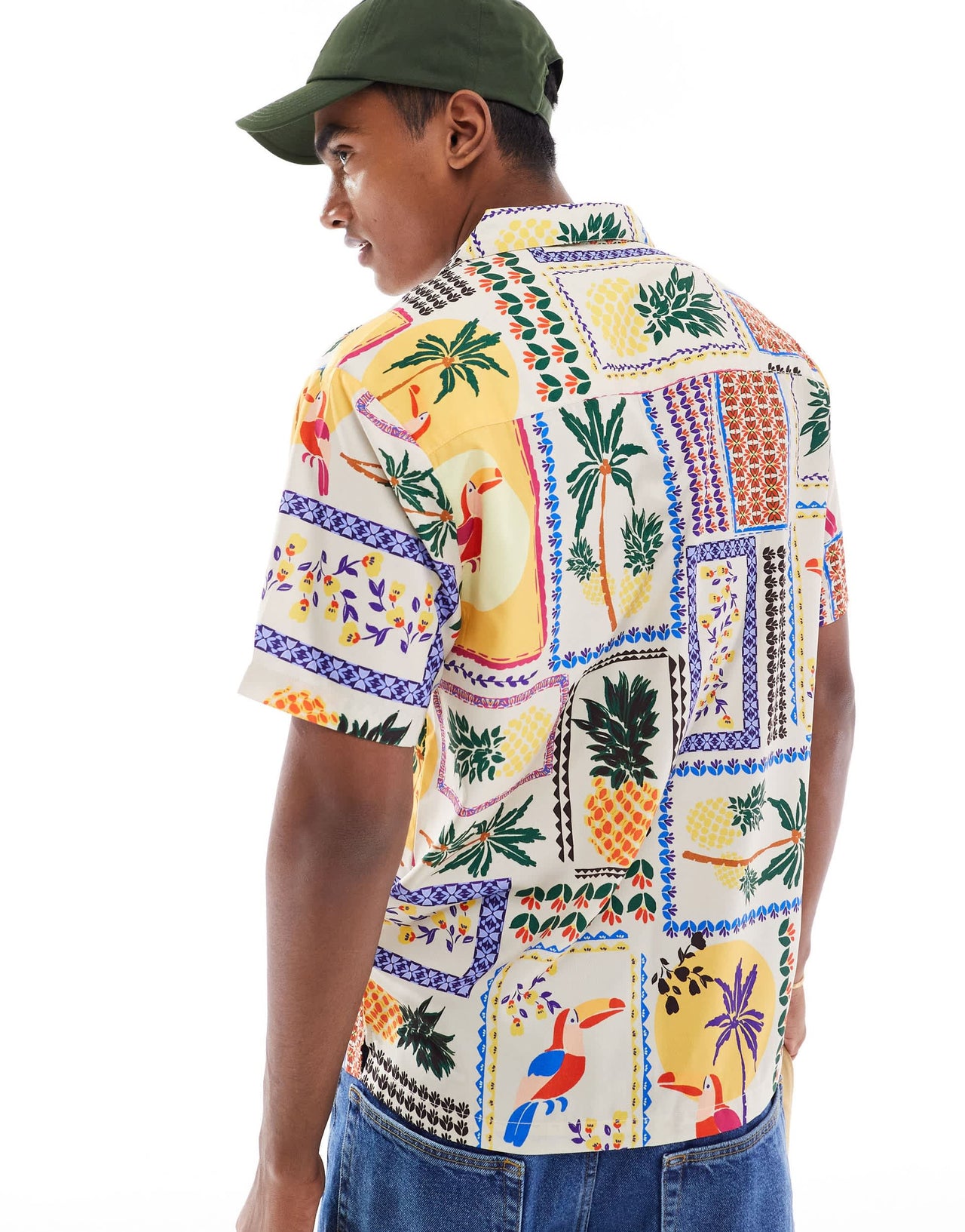 Another Influence short sleeve printed revere collar shirt in yellow