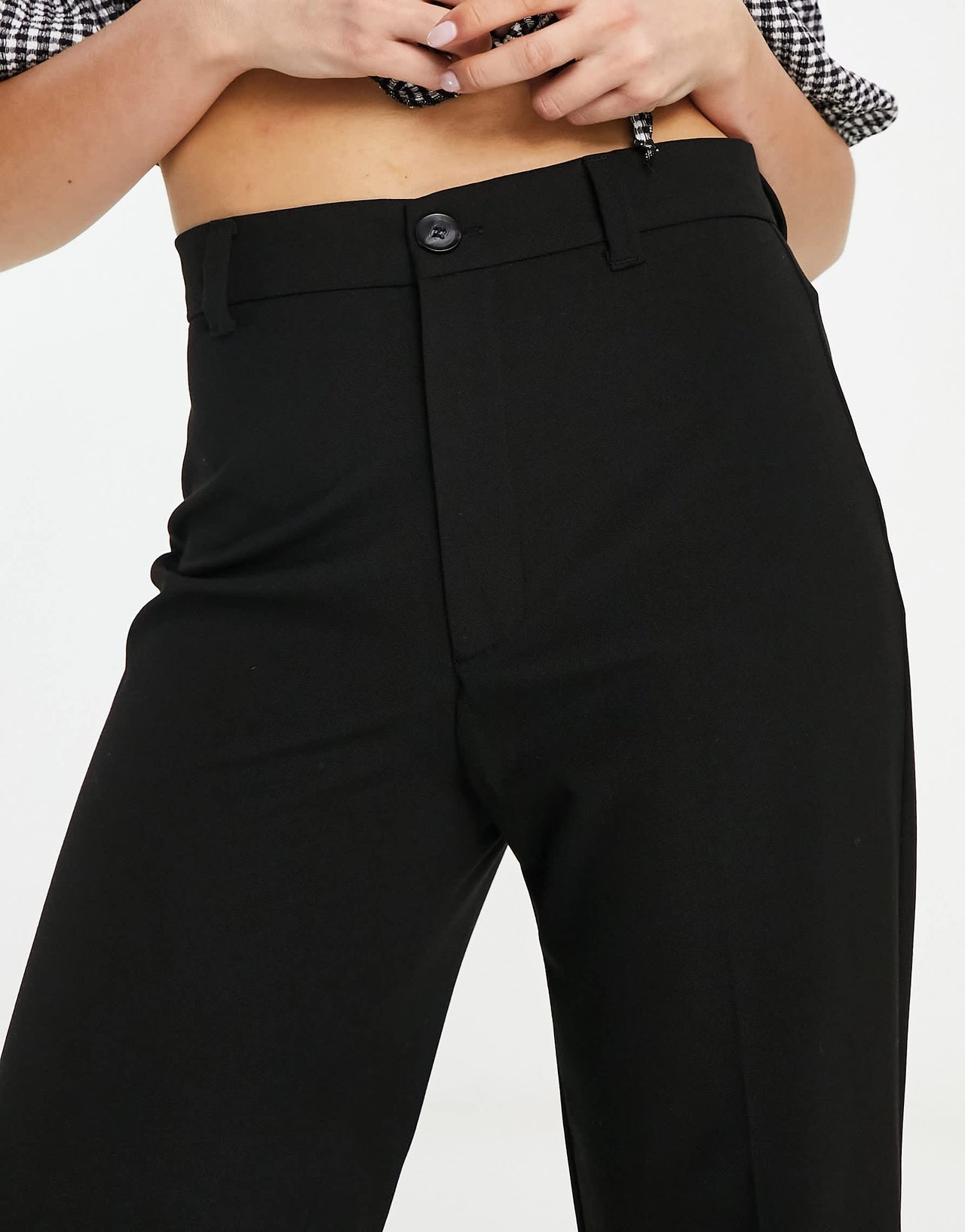 Pull&Bear high waisted tailored straight leg trouser co-ord in black