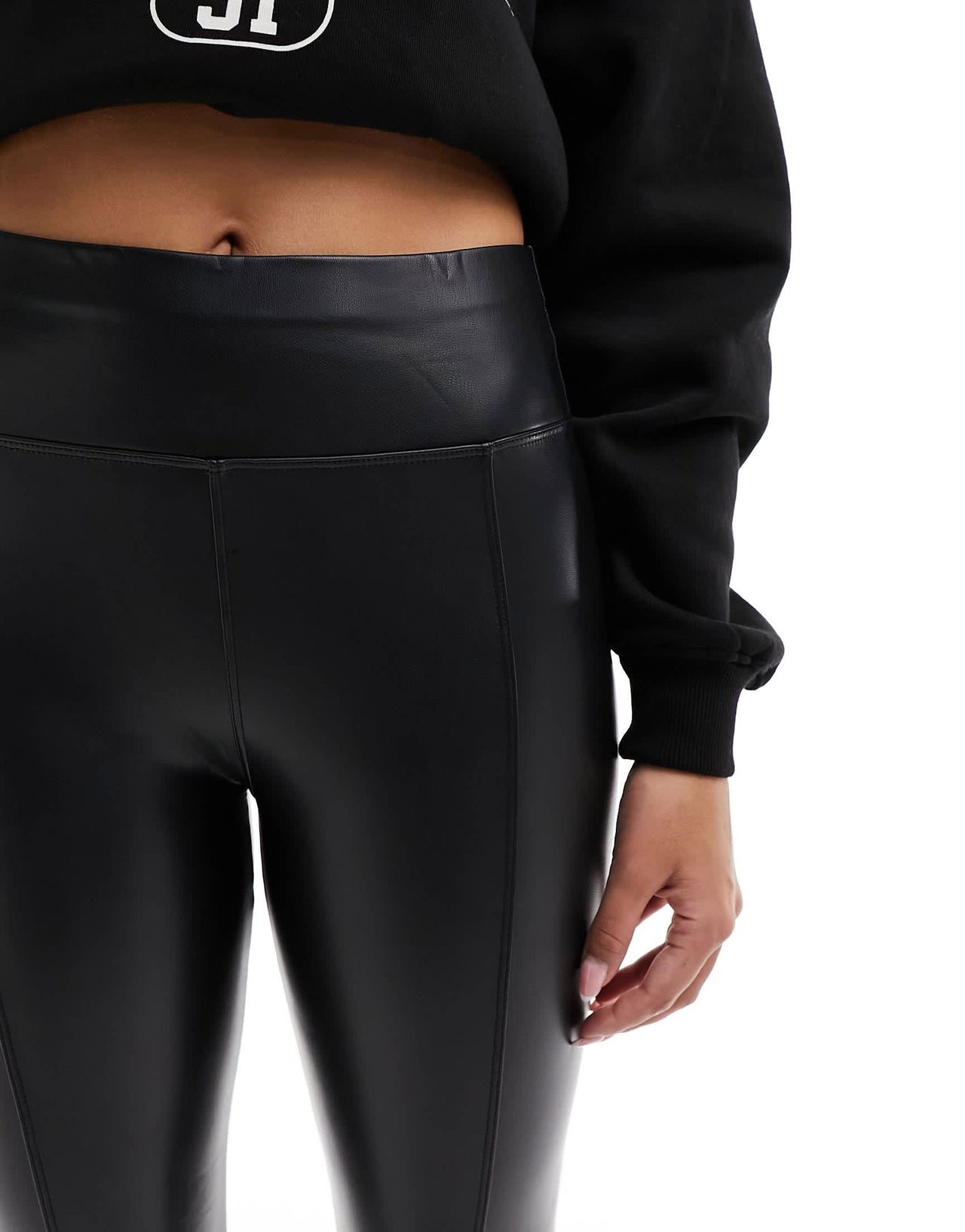Ann Summers The PU Seamed Leggings in Black - BLACK
