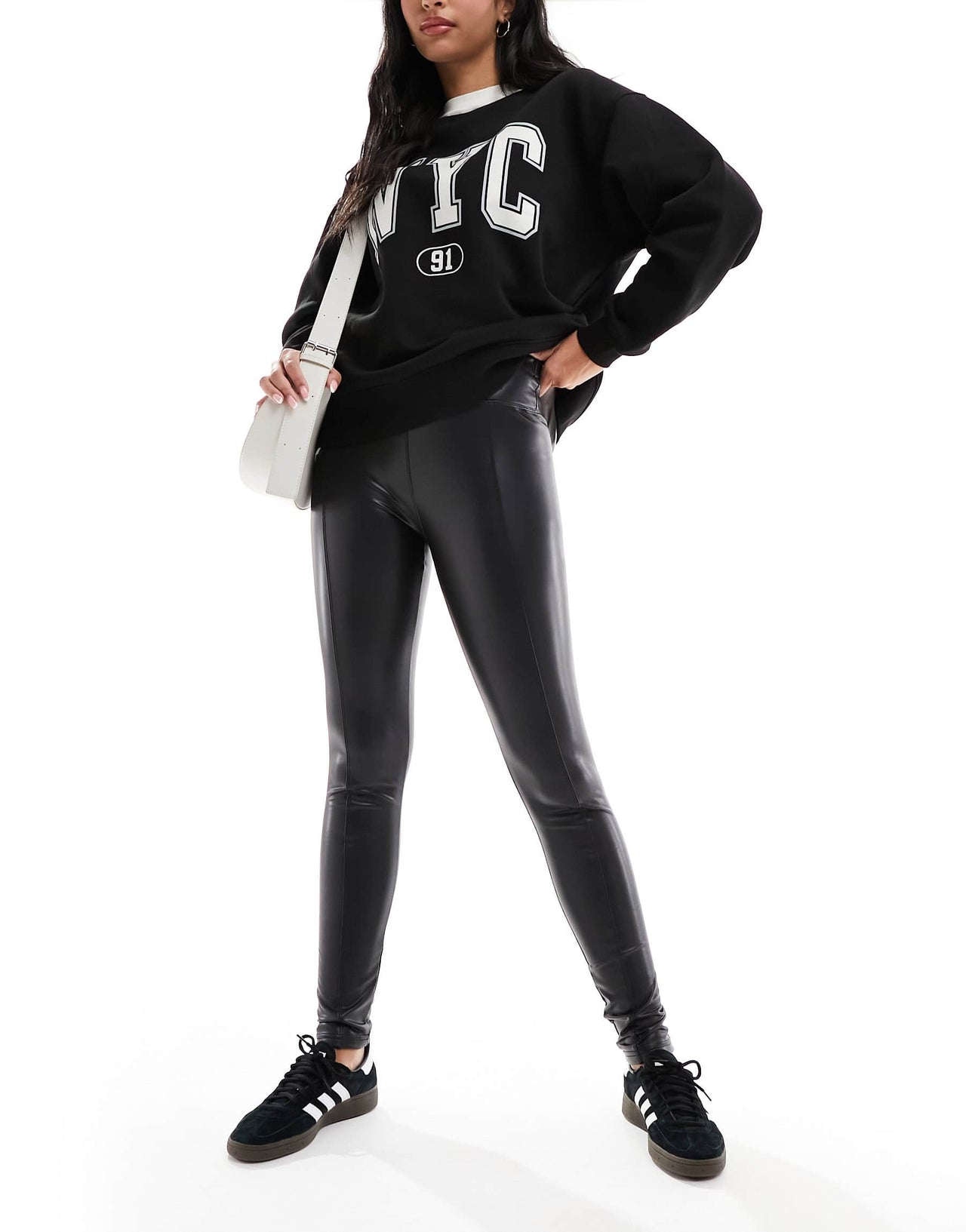 Ann Summers The PU Seamed Leggings in Black - BLACK