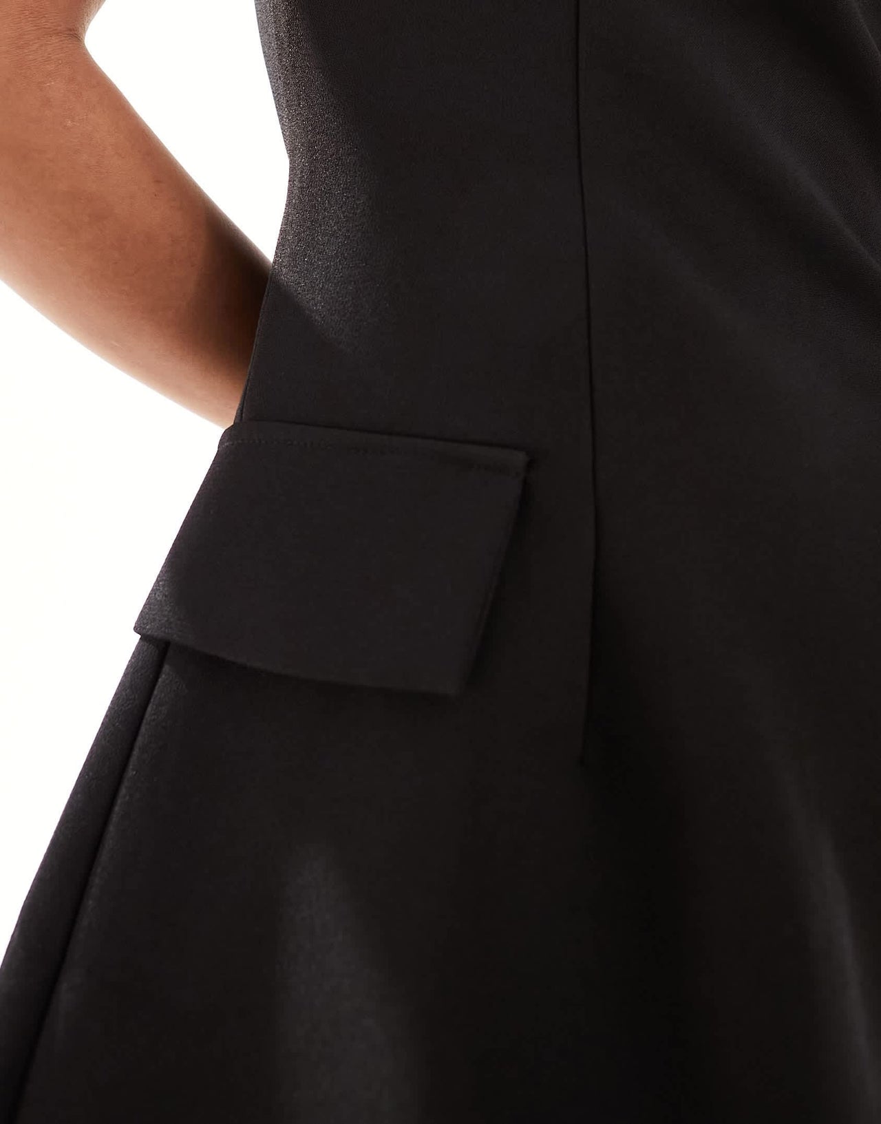 Kaiia exclusive tailored pocket detail cap sleeve mini dress in black