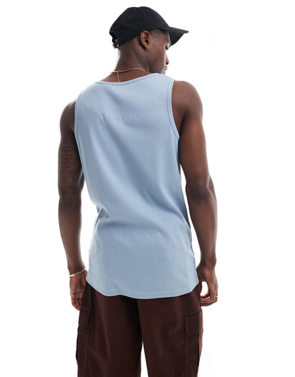 Brave Soul ribbed classic vest in steel blue