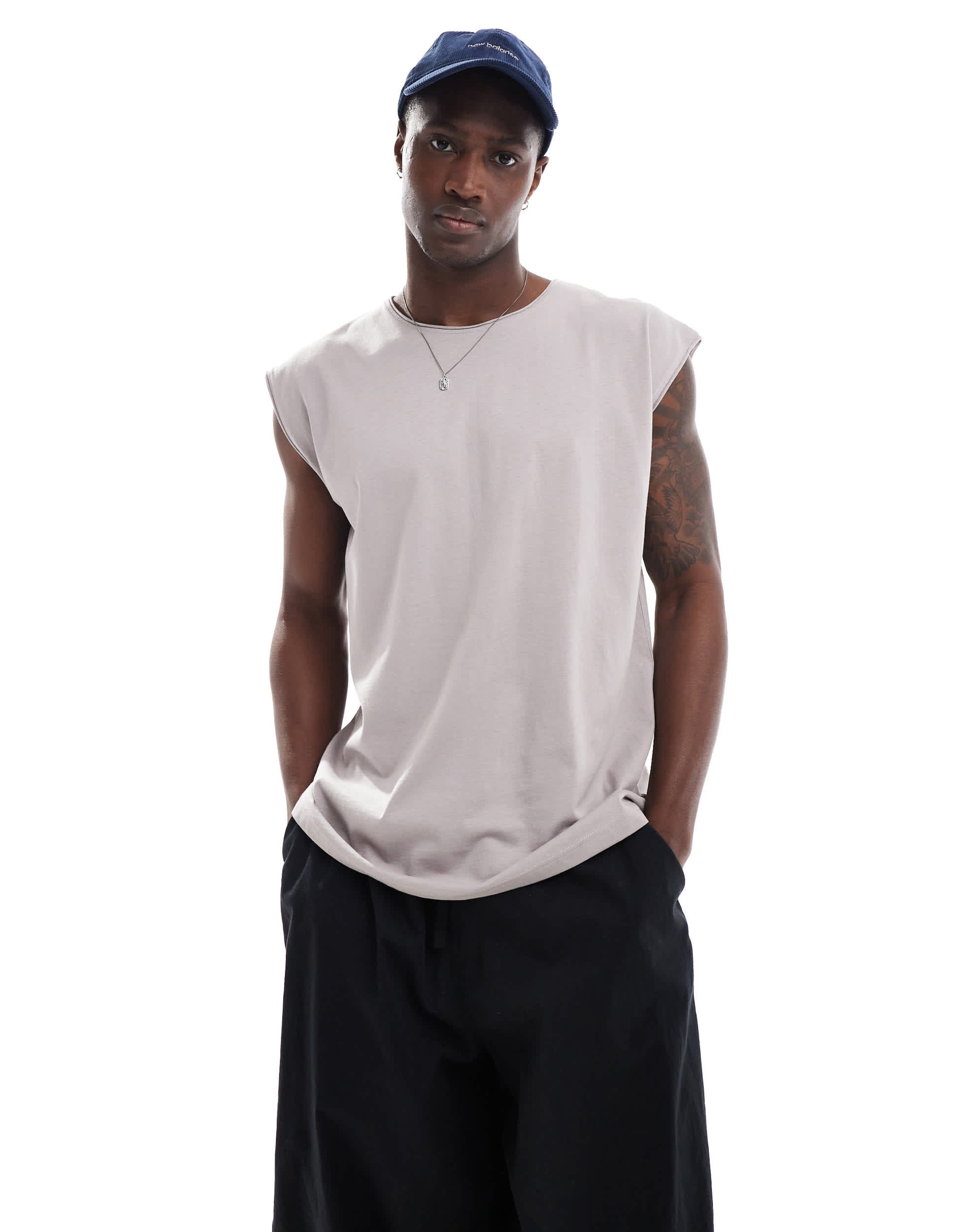 Brave Soul raw edge vest in dusty purple