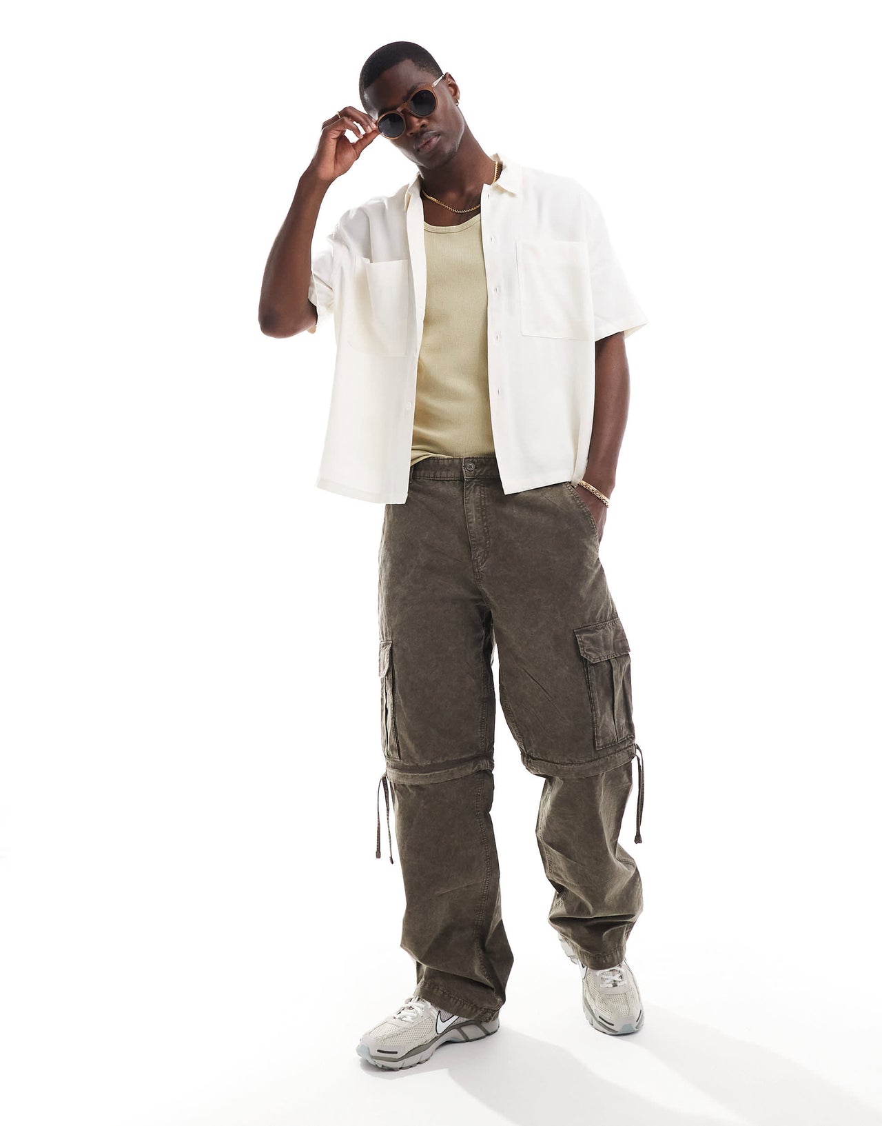 Brave Soul ribbed classic vest in pale olive green