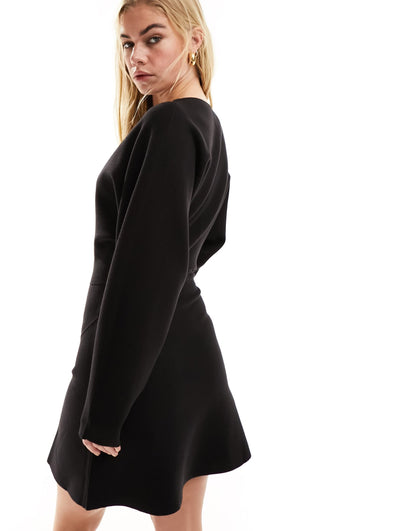 & Other Stories structured knitted mini dress in black