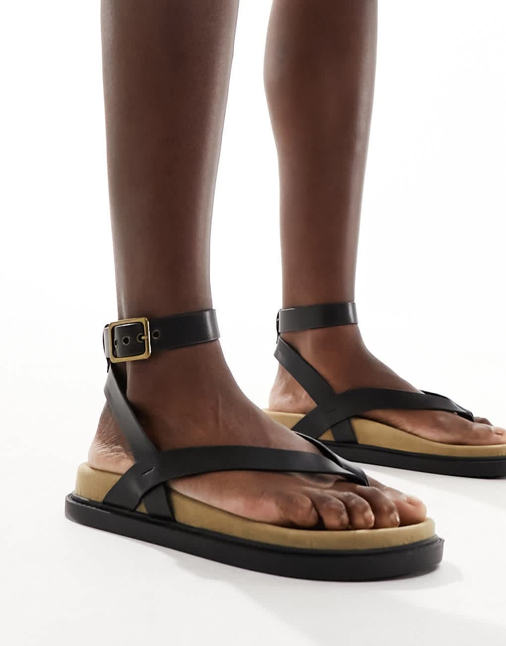 French Connection strappy flat sandals in black