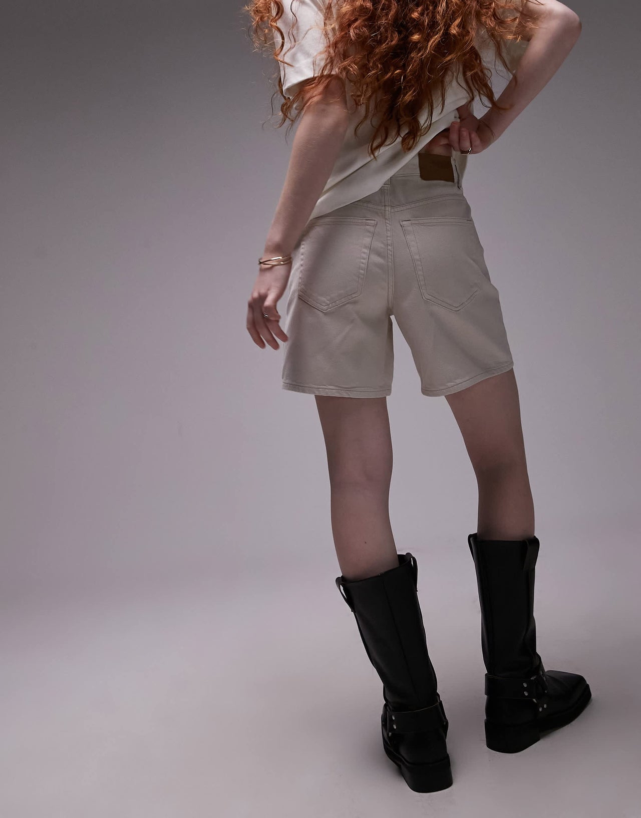 Topshop denim Editor shorts in white