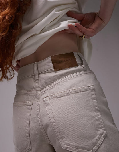 Topshop denim Editor shorts in white