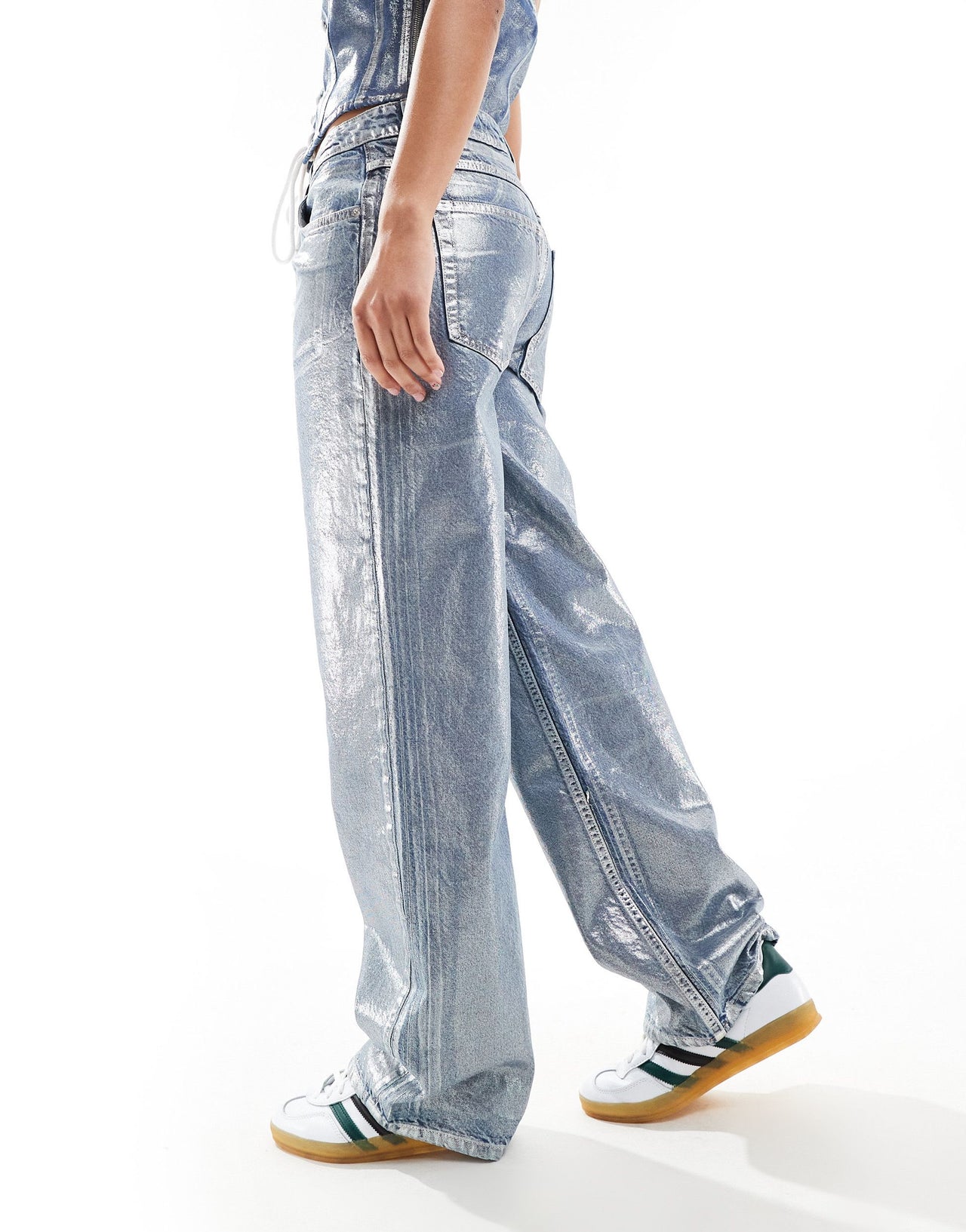 ASOS DESIGN  baggy  jean in metallic silver