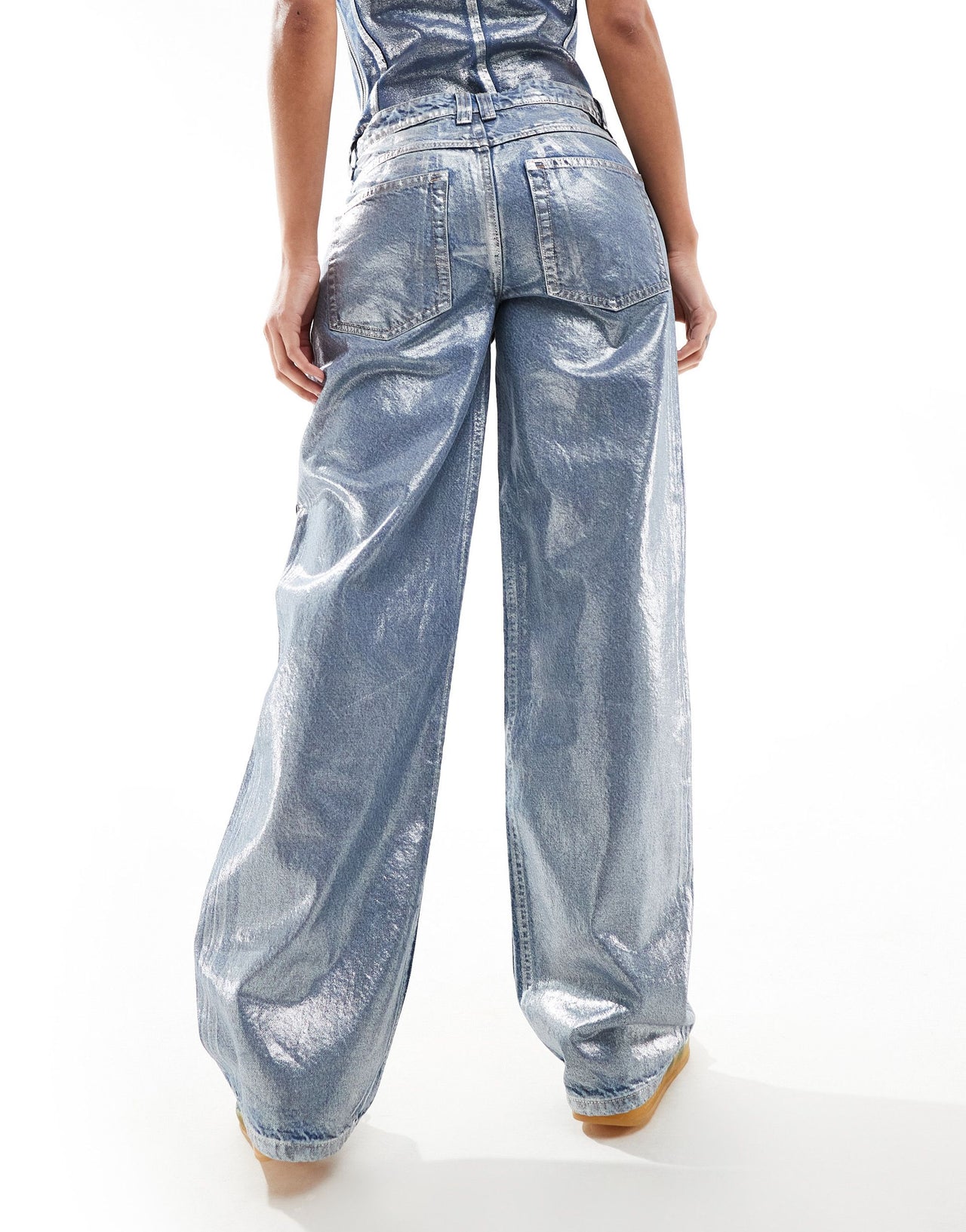 ASOS DESIGN  baggy  jean in metallic silver