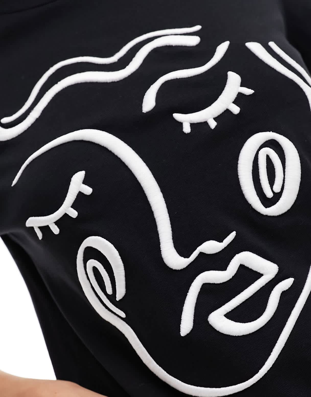 Vero Moda t-shirt with embroidered face in black