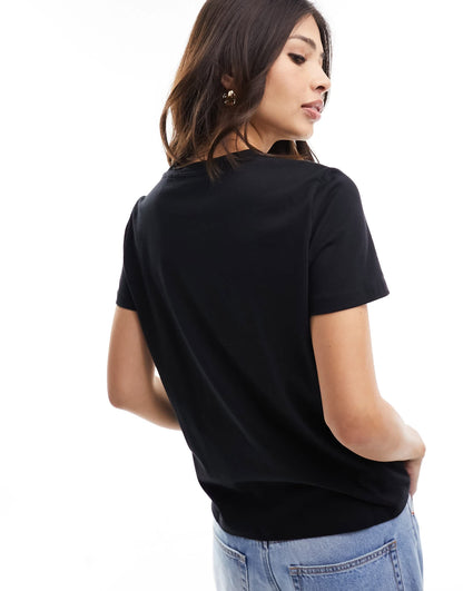 Vero Moda t-shirt with embroidered face in black