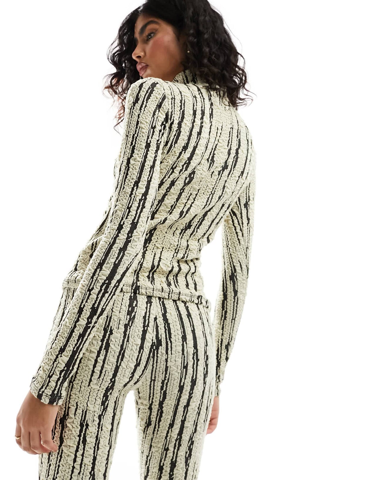Vero Moda textured zip front top co-ord in monochrome