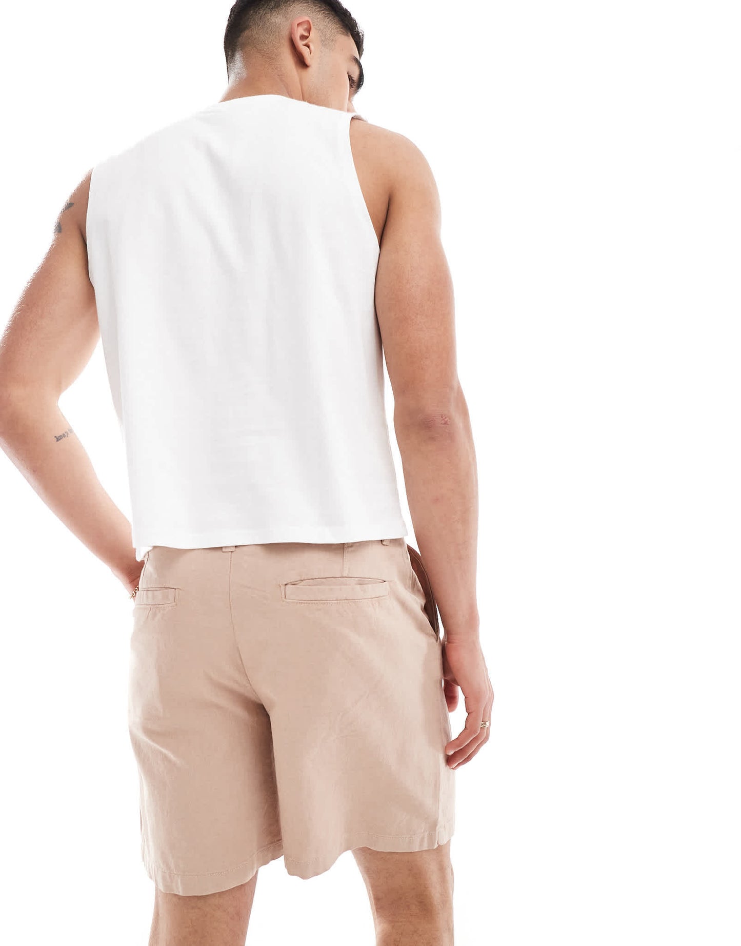 ASOS DESIGN wide linen shorts in brown