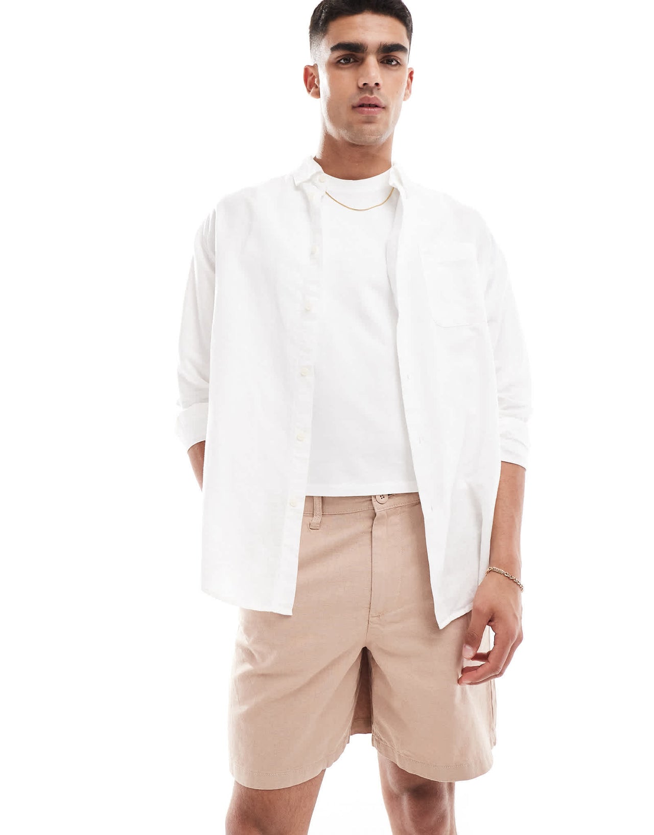 ASOS DESIGN wide linen shorts in brown