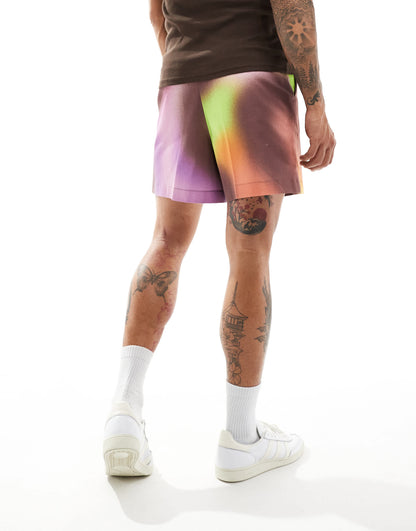 ASOS DESIGN smart cropped shorts in multicolour print