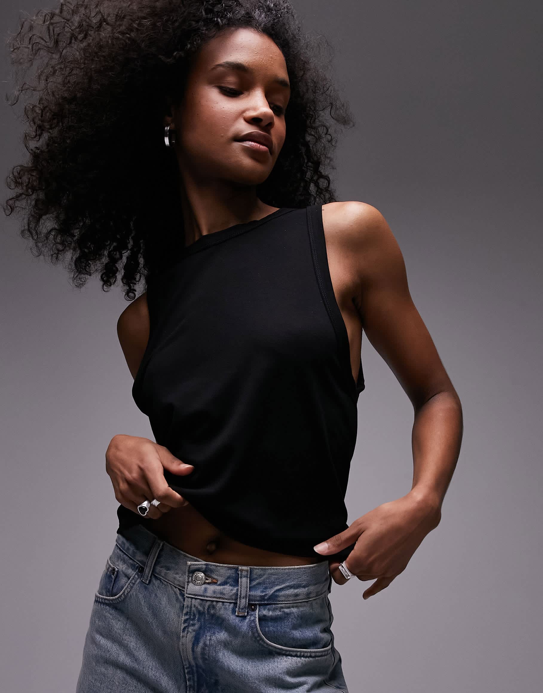 Topshop soft loose tank top in black