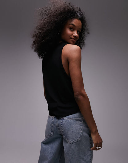 Topshop soft loose tank top in black