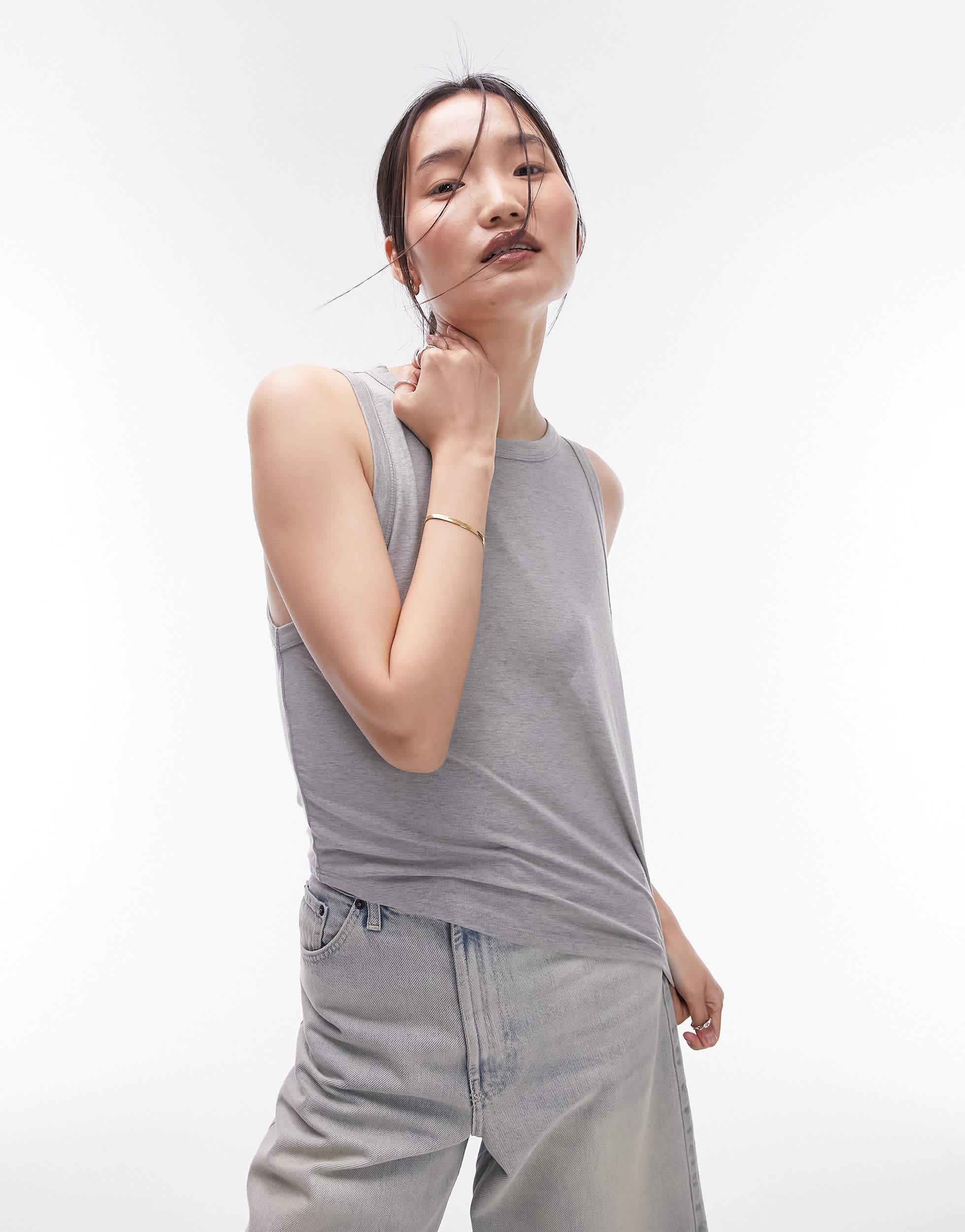 Topshop soft loose tank top in sage