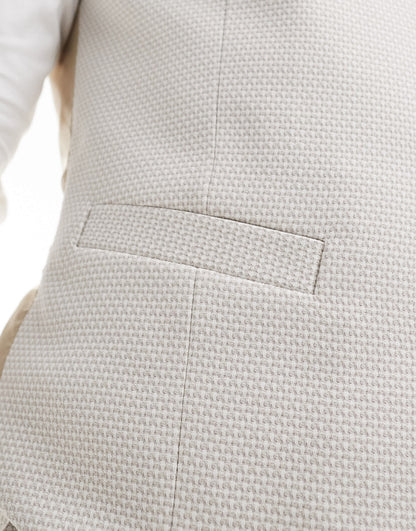 ASOS DESIGN slim suit waistcoat in pale grey birdseye texture
