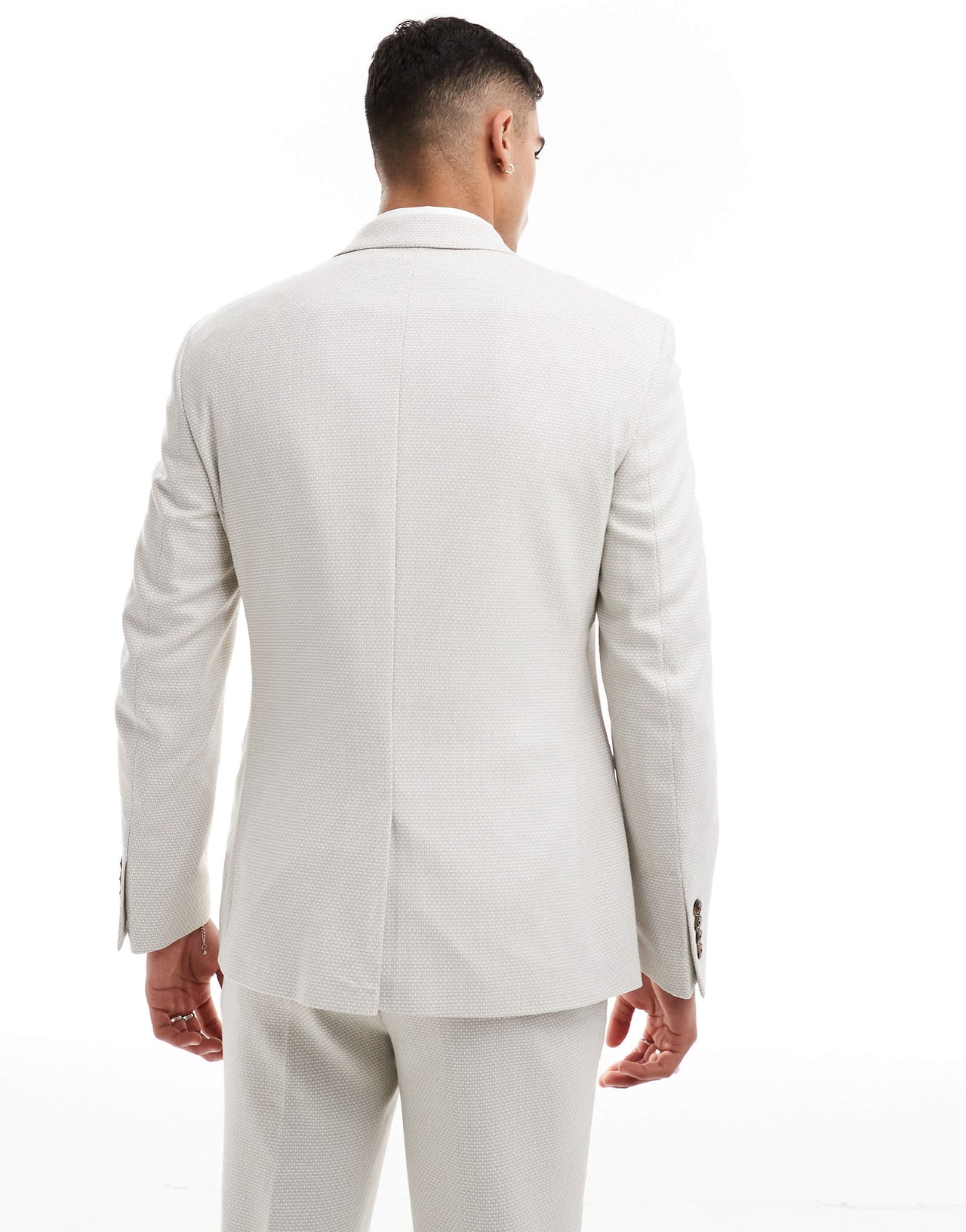 ASOS DESIGN slim suit jacket in pale grey birdseye texture