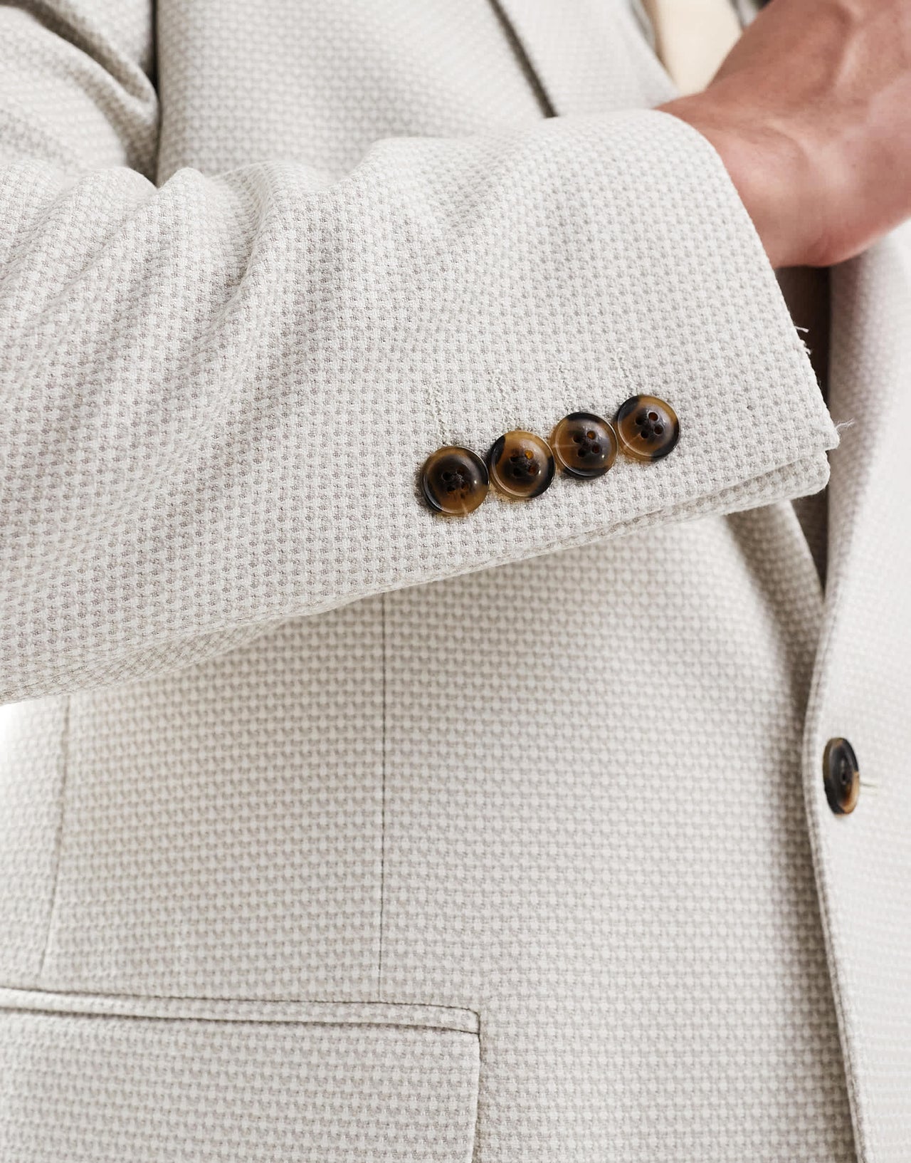 ASOS DESIGN slim suit jacket in pale grey birdseye texture