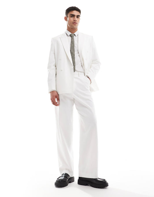 ASOS DESIGN double breasted suit jacket in white