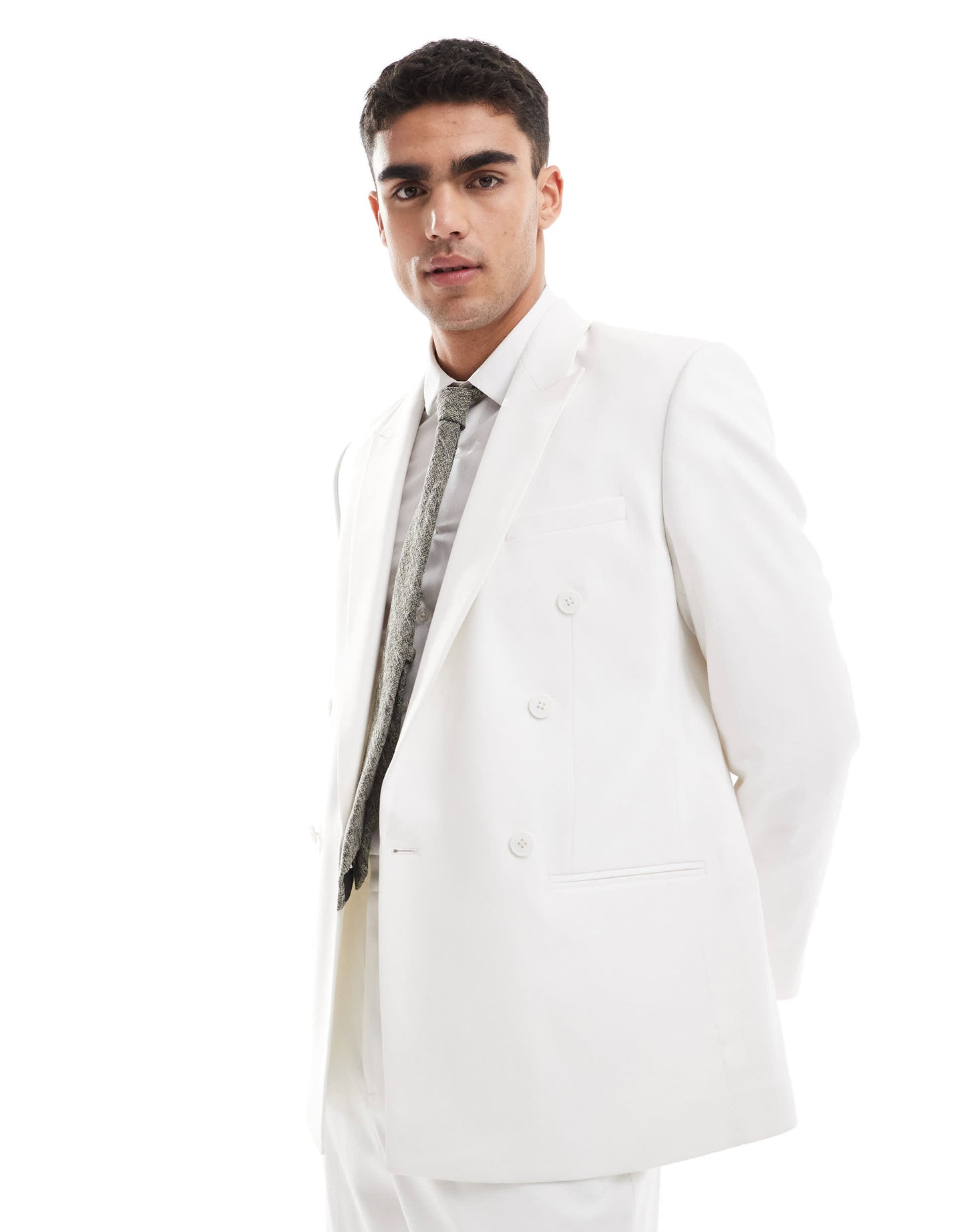 ASOS DESIGN double breasted suit jacket in white