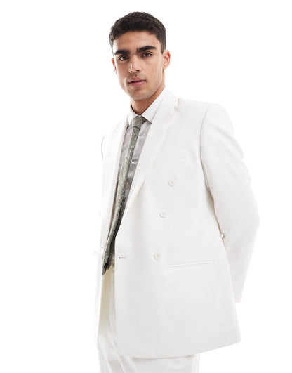 ASOS DESIGN double breasted suit jacket in white