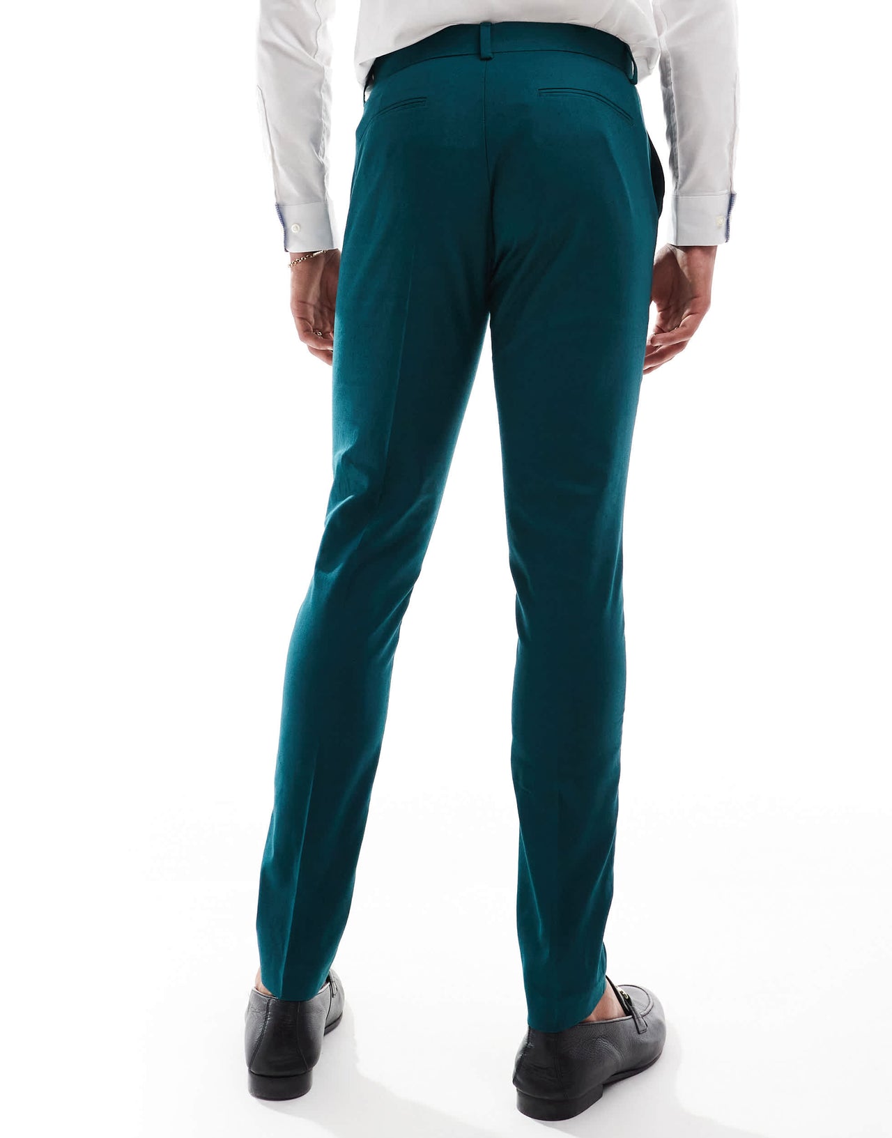 ASOS DESIGN skinny with linen suit trouser in teal green