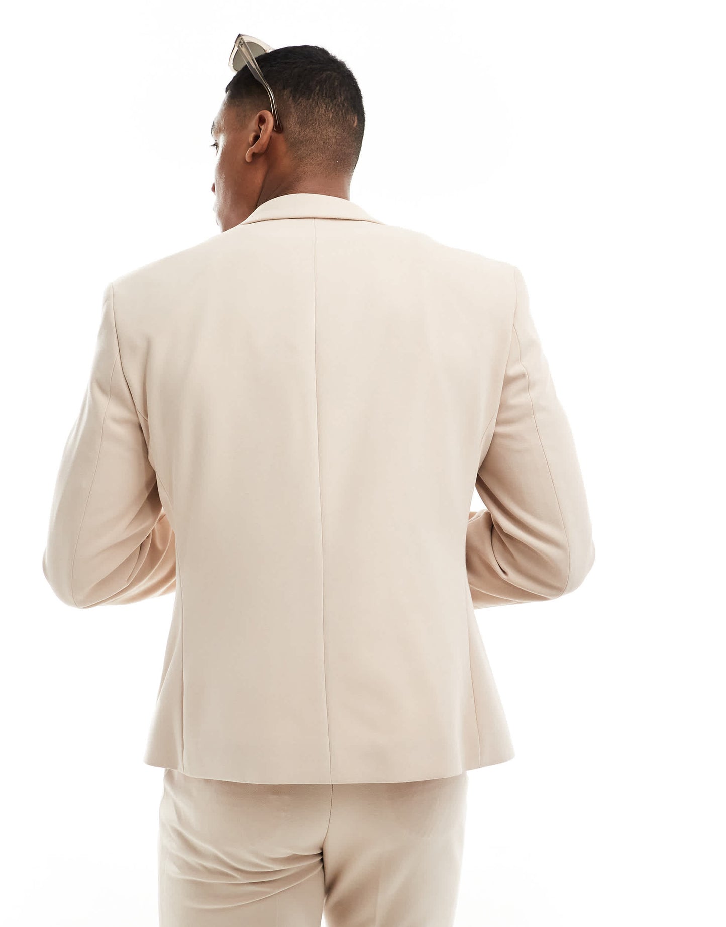 ASOS DESIGN slim fit suit jacket with panel detail in stone