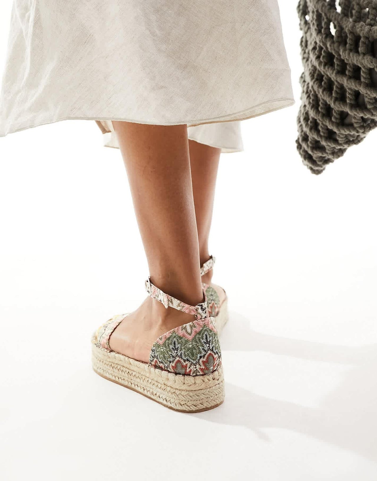 South Beach crochet flatform espadrille in Natural